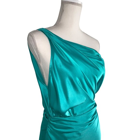 The Sei for FWRD Asymmetrical Wrap Gown in Turquoise 0 New Womens Maxi Dress - Picture 6 of 9